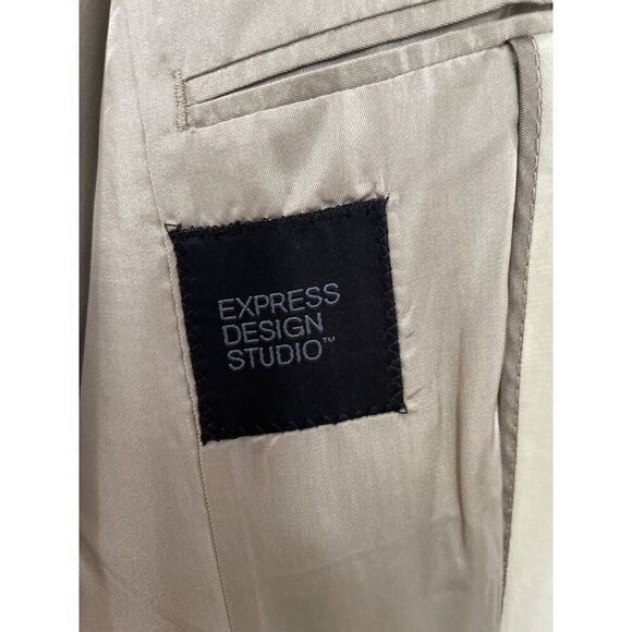 Express Design Studio Men's Sport Coat Blazer Two Button Beige Cotton size 44 R - Picture 5 of 8